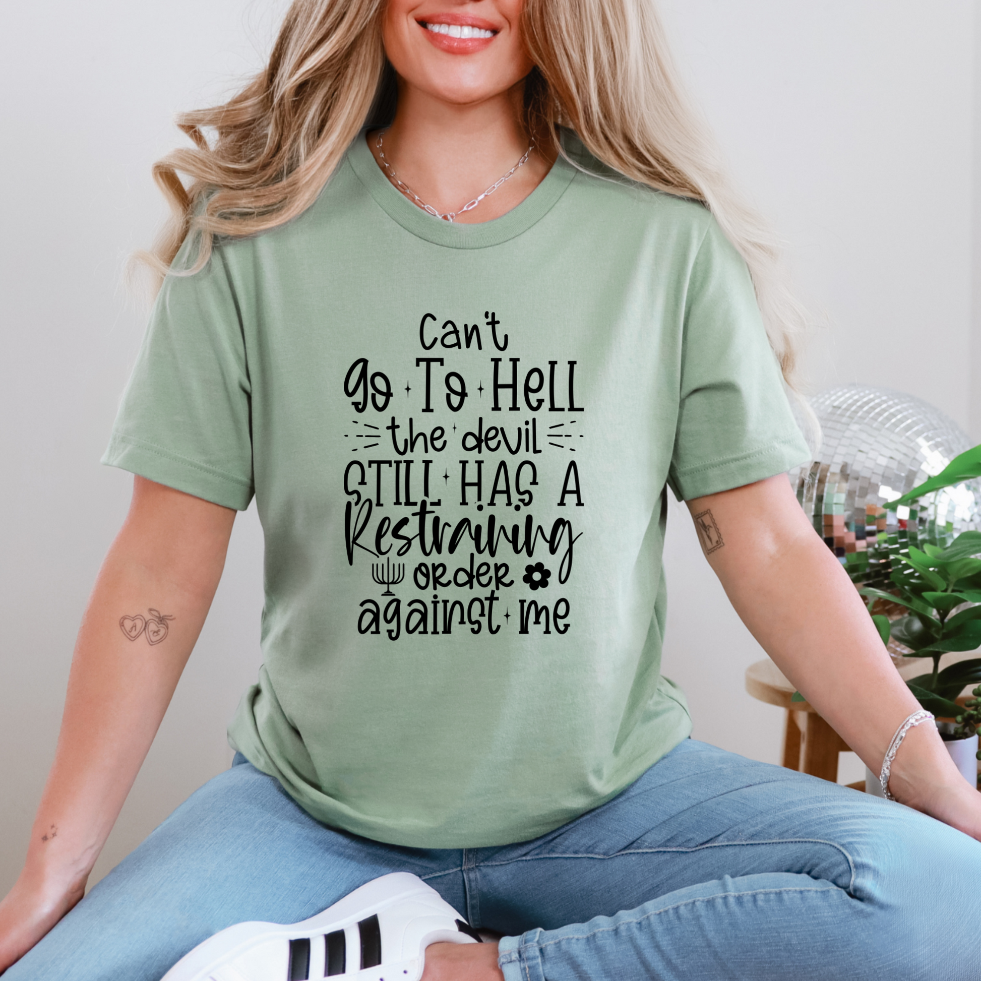 Wholesale Can't Go to Hell Graphic Tee - Sage Tee