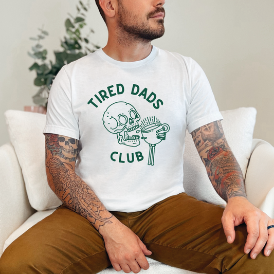 Wholesale Tired Dads Skull Graphic Tee - White Tee
