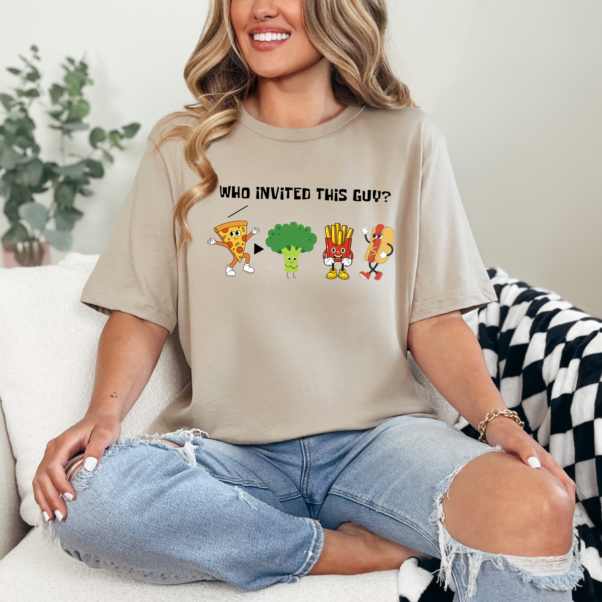 Wholesale Who Invited This Guy? Graphic Tee - Tan Tee