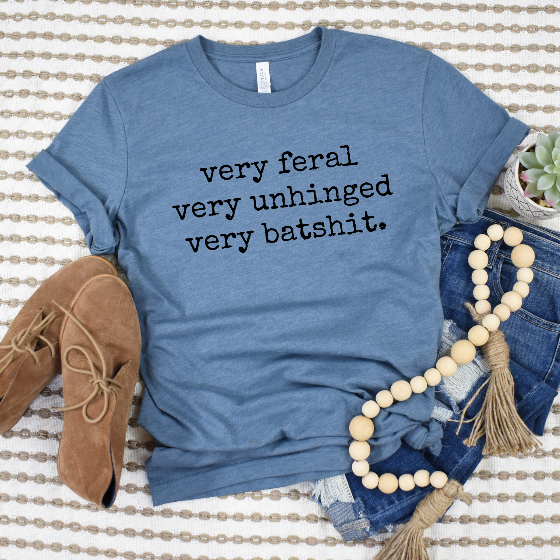 Wholesale Very Feral Very Unhinged Graphic Tee - Grey Tee