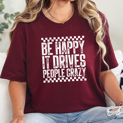 Wholesale Happy Drives People Crazy Graphic Tee- Maroon