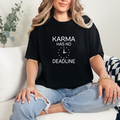 Wholesale Karma has no Deadline Graphic Tee - Black Tee
