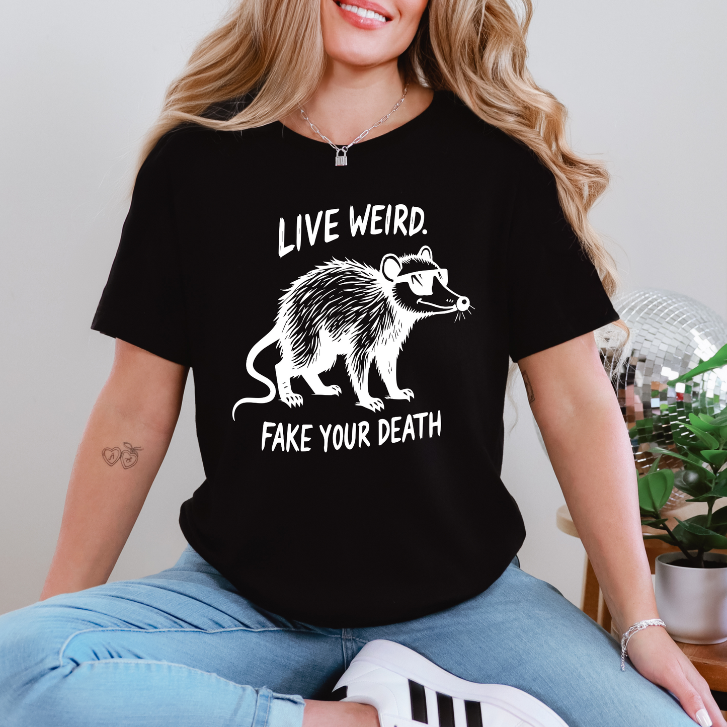 Wholesale Live Weird Graphic Tee - Black Tee