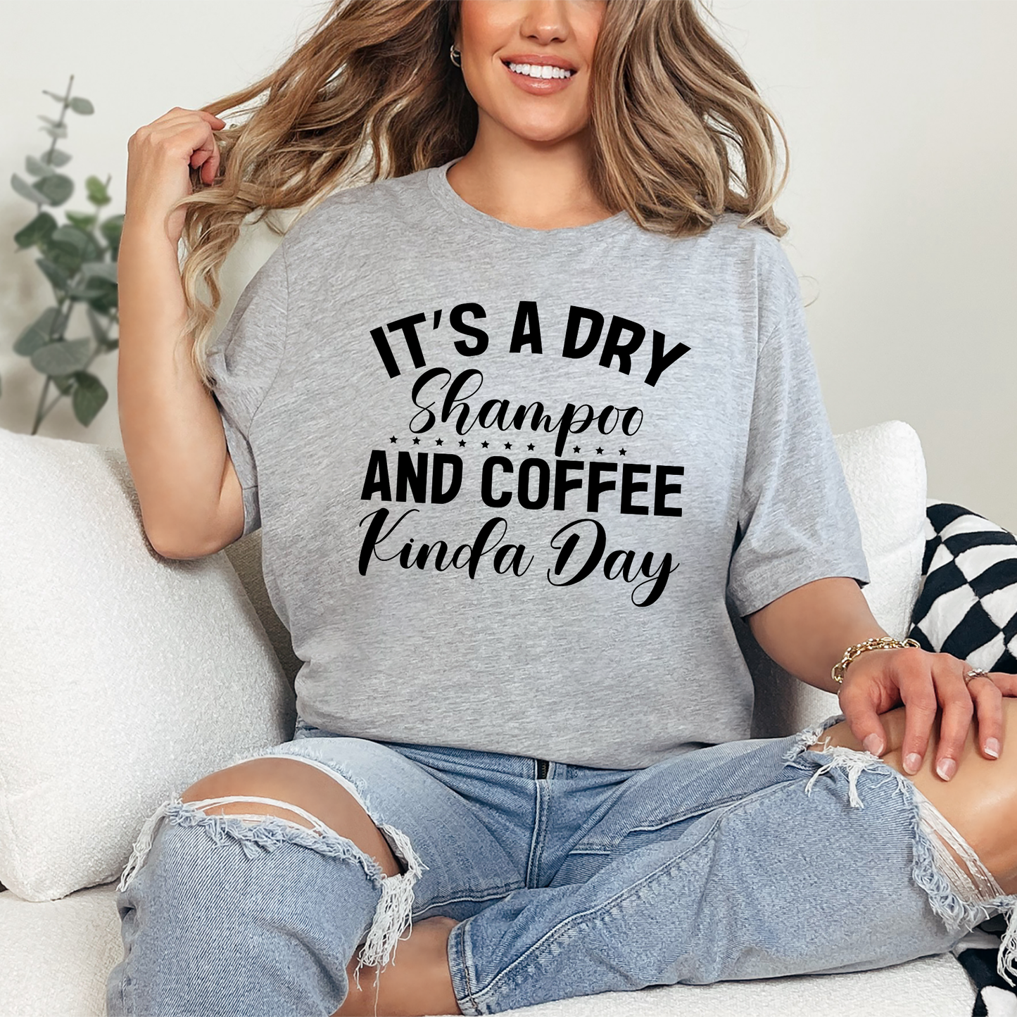 Wholesale Dry Shampoo & Coffee Graphic Tee - Grey Tee