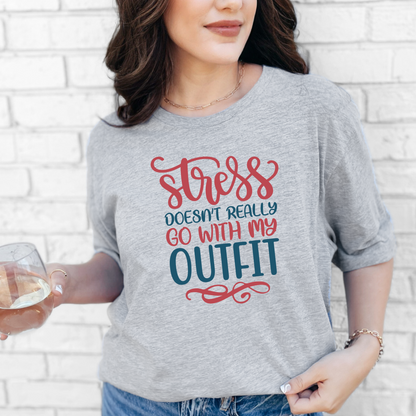 Wholesale Stress Outfit Graphic Tee - Grey Tee