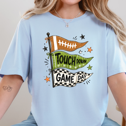 Wholesale Touchdown Flags Graphic Tee - Baby Blue