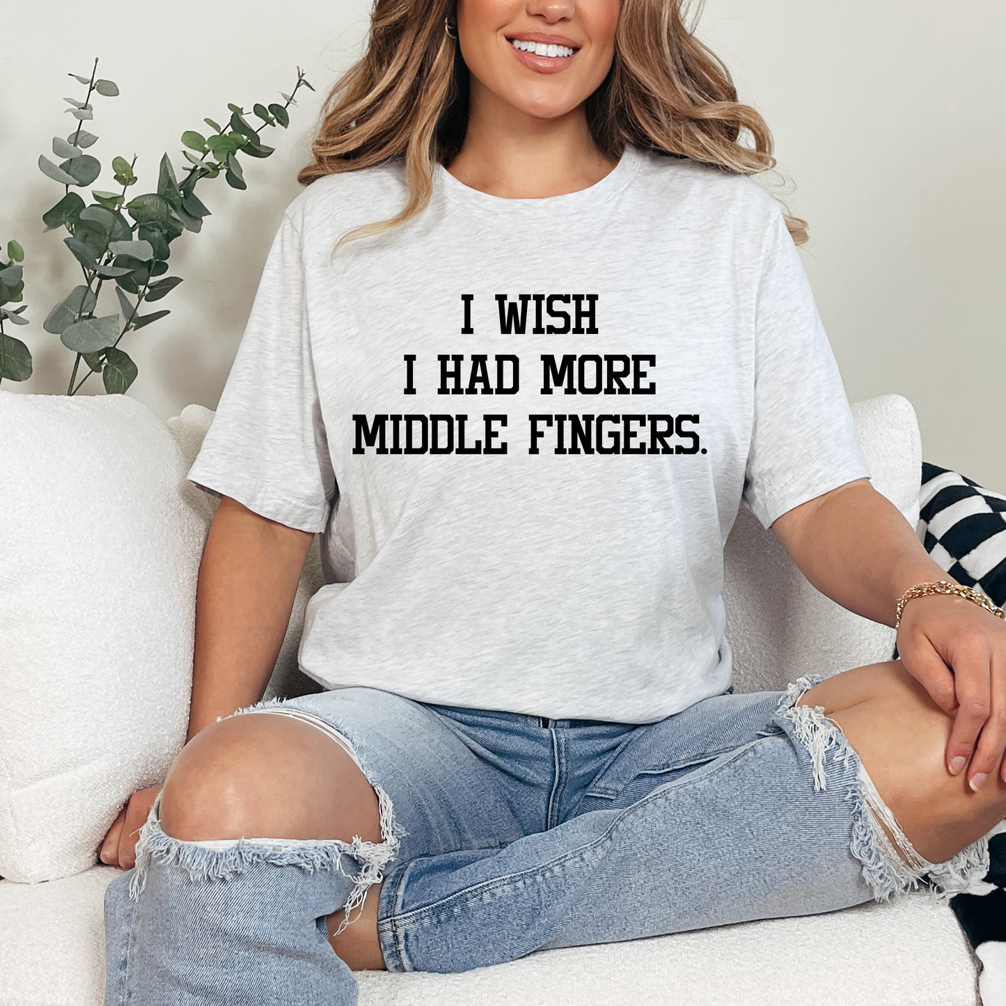 Wholesale More Middle Fingers Graphic Tee - Ash Tee