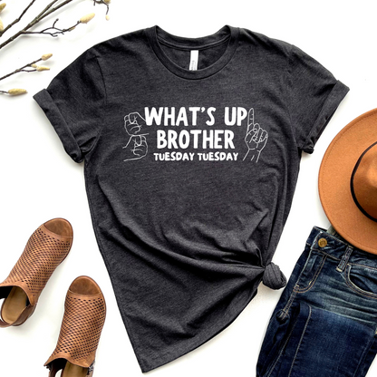 Wholesale What's up Brother Graphic Tee - Navy Tee