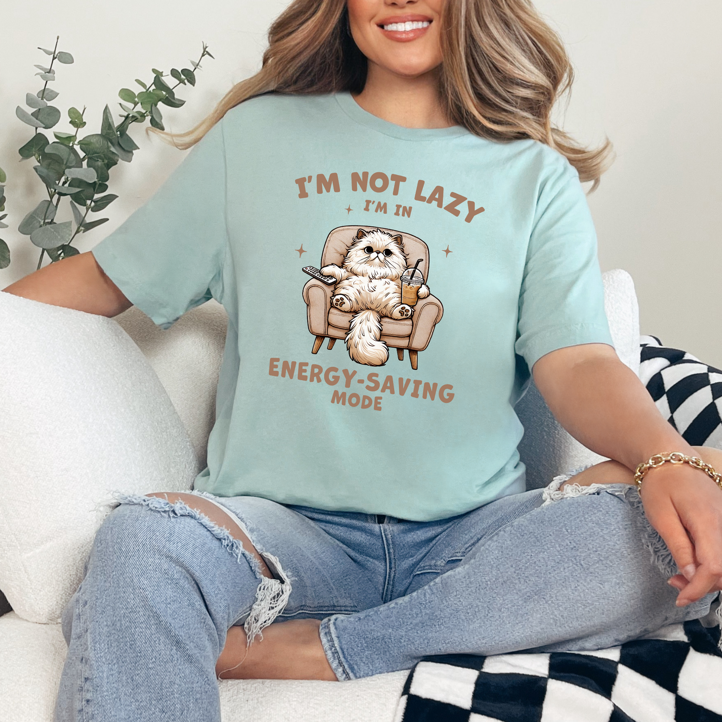 Wholesale I'm Not Lazy Graphic Tee - Dusty Blue Tee