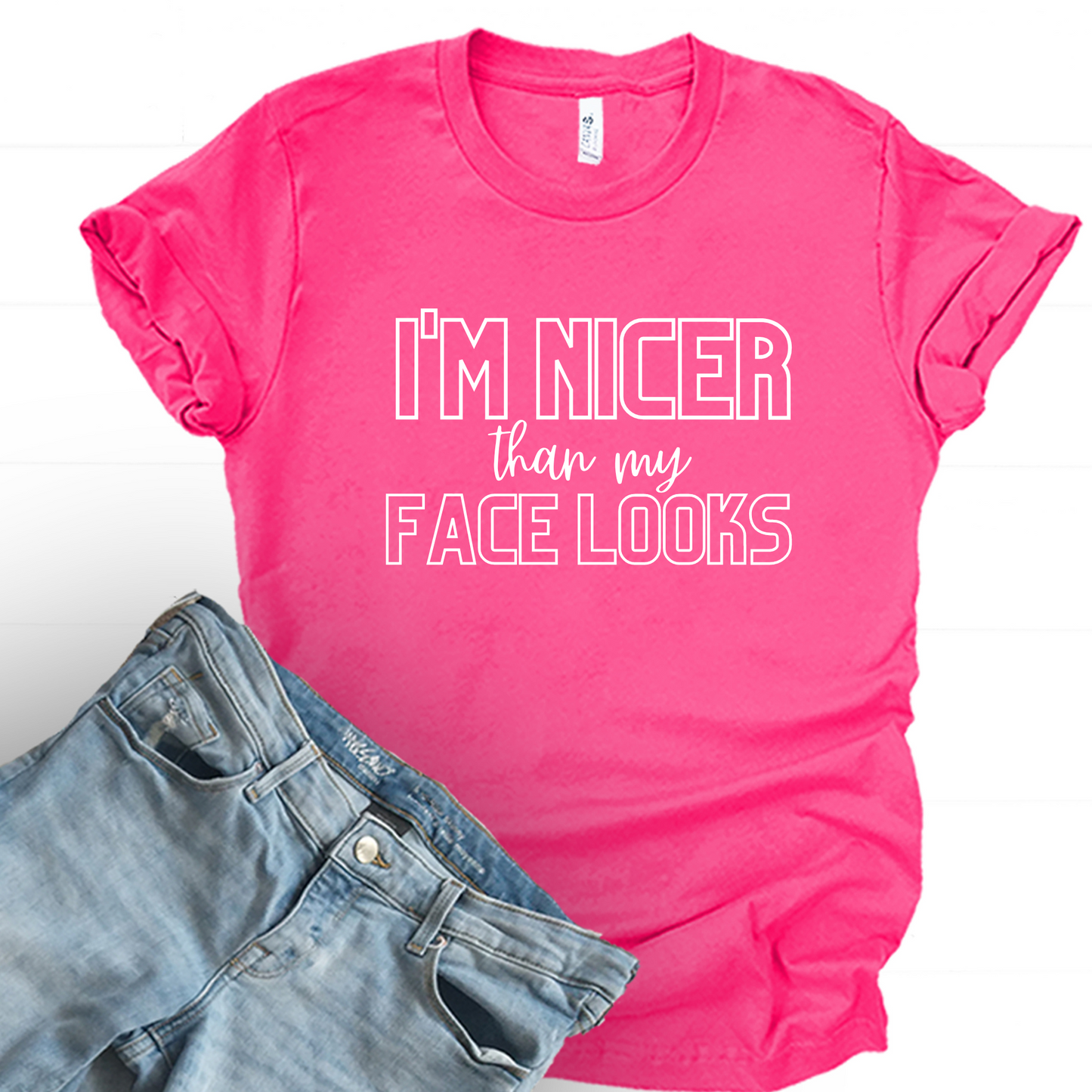 Wholesale Nicer than my face looks Graphic Tee - Heather Charcoal