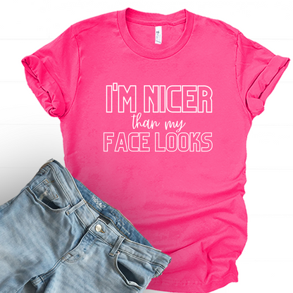 Wholesale Nicer than my face looks Graphic Tee - Heather Charcoal