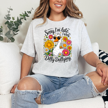 Wholesale Dilly Dallying Graphic Tee - Steel Blue Tee