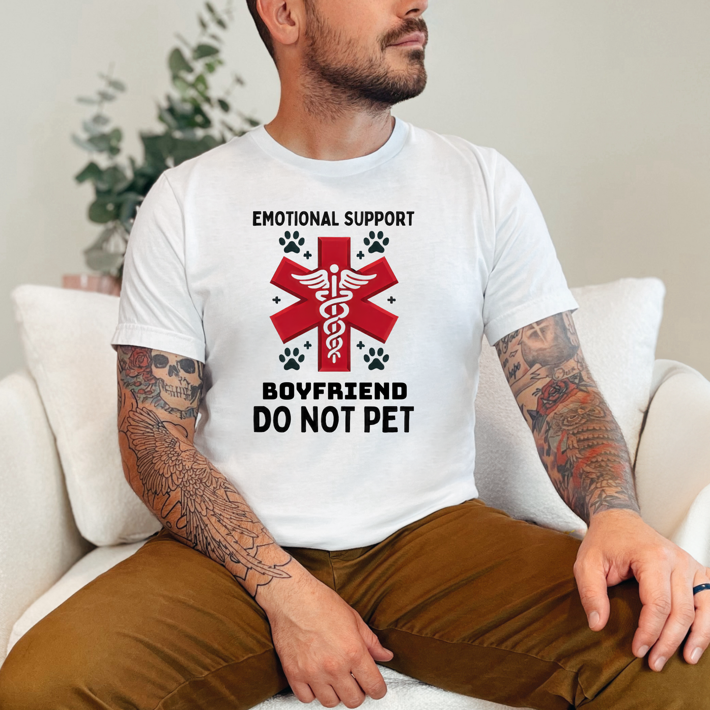 Wholesale Emotional Support Boyfriend Graphic Tee - White Tee