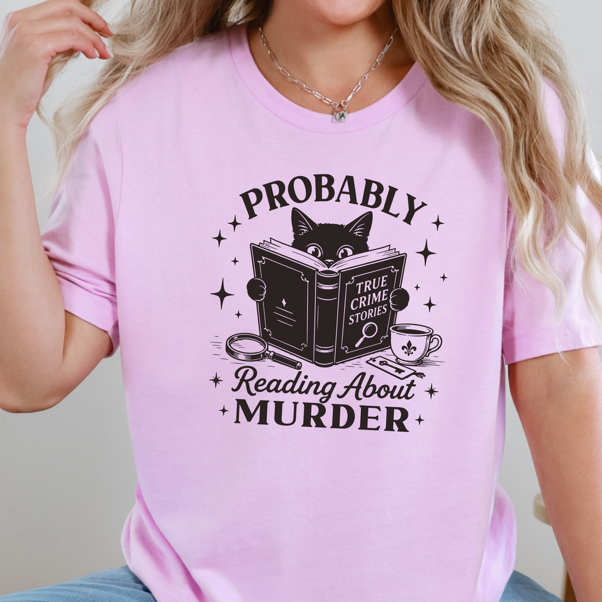 Wholesale Reading About Murder Graphic Tee - Lilac