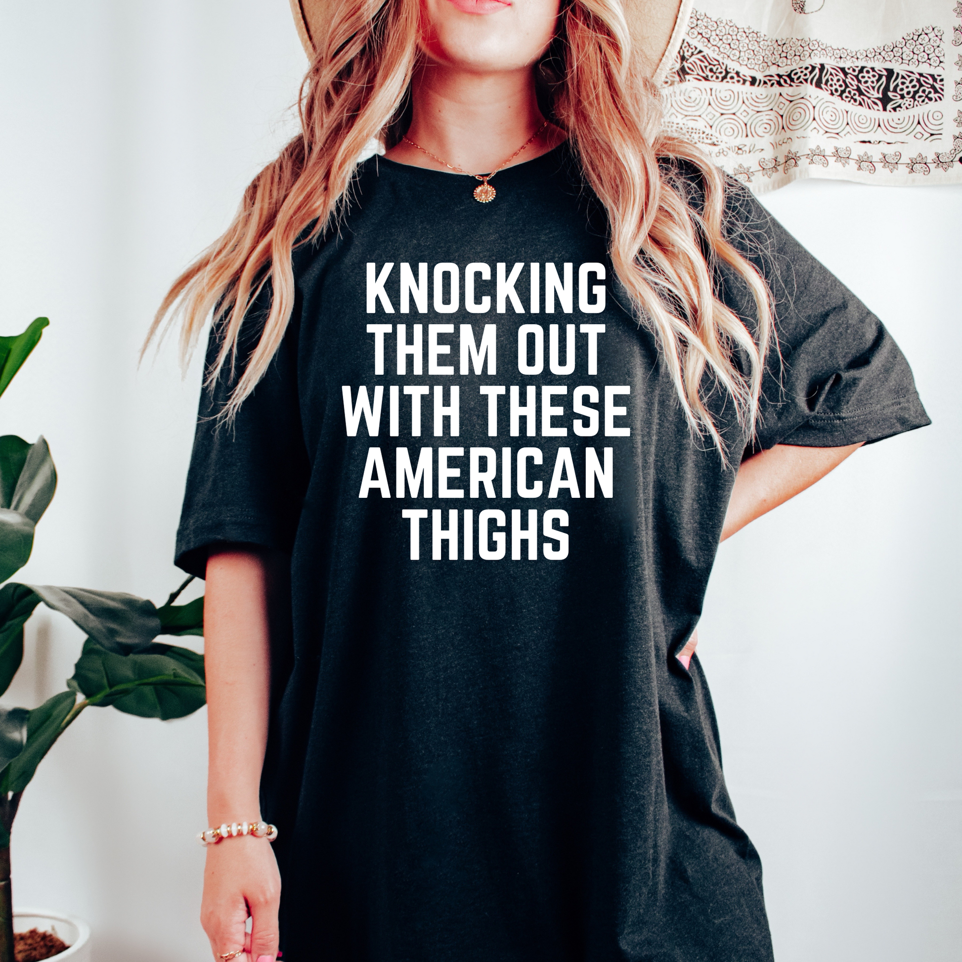 Wholesale American Thighs Graphic Tee - Black Tee
