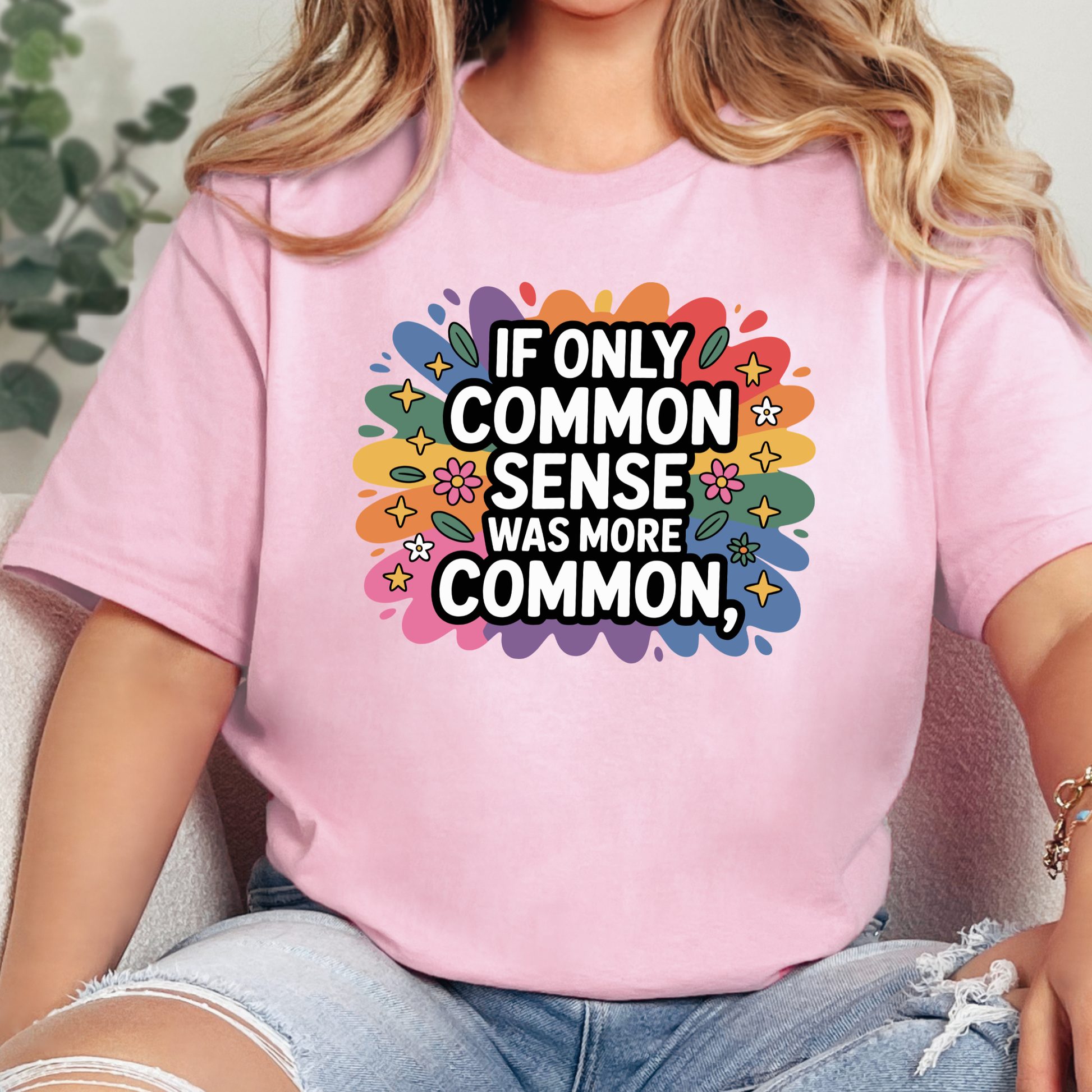 Wholesale Common Sense Graphic Tee - Pink