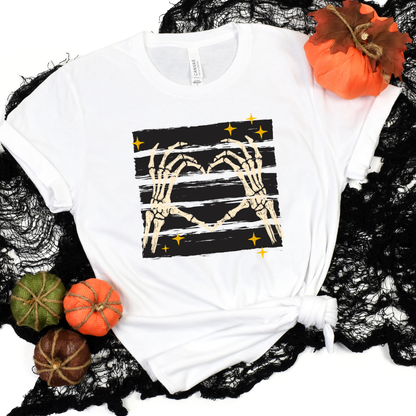 Wholesale Halloween Skeleton Hands Graphic Tee - White