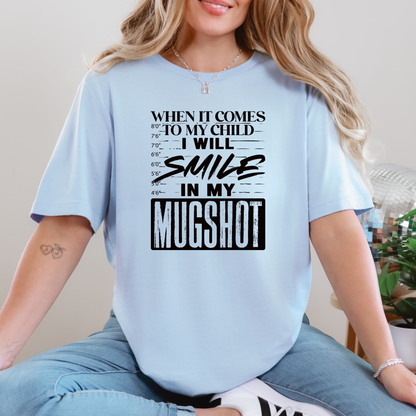 Wholesale Smile in My Mugshot Graphic Tee - Baby Blue Tee