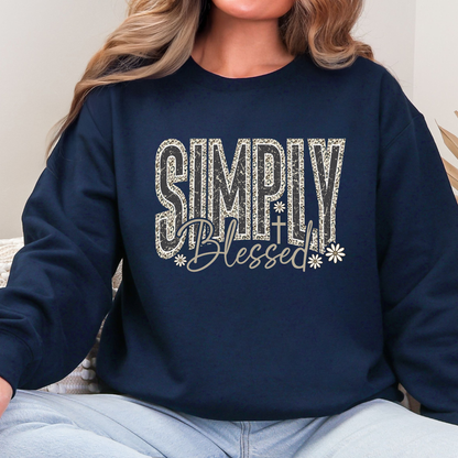Wholesale Simply Blessed Camo Graphic Sweatshirt - Navy