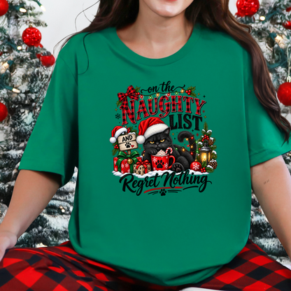 Wholesale On The Naughty List Cat Graphic Tee- Kelly