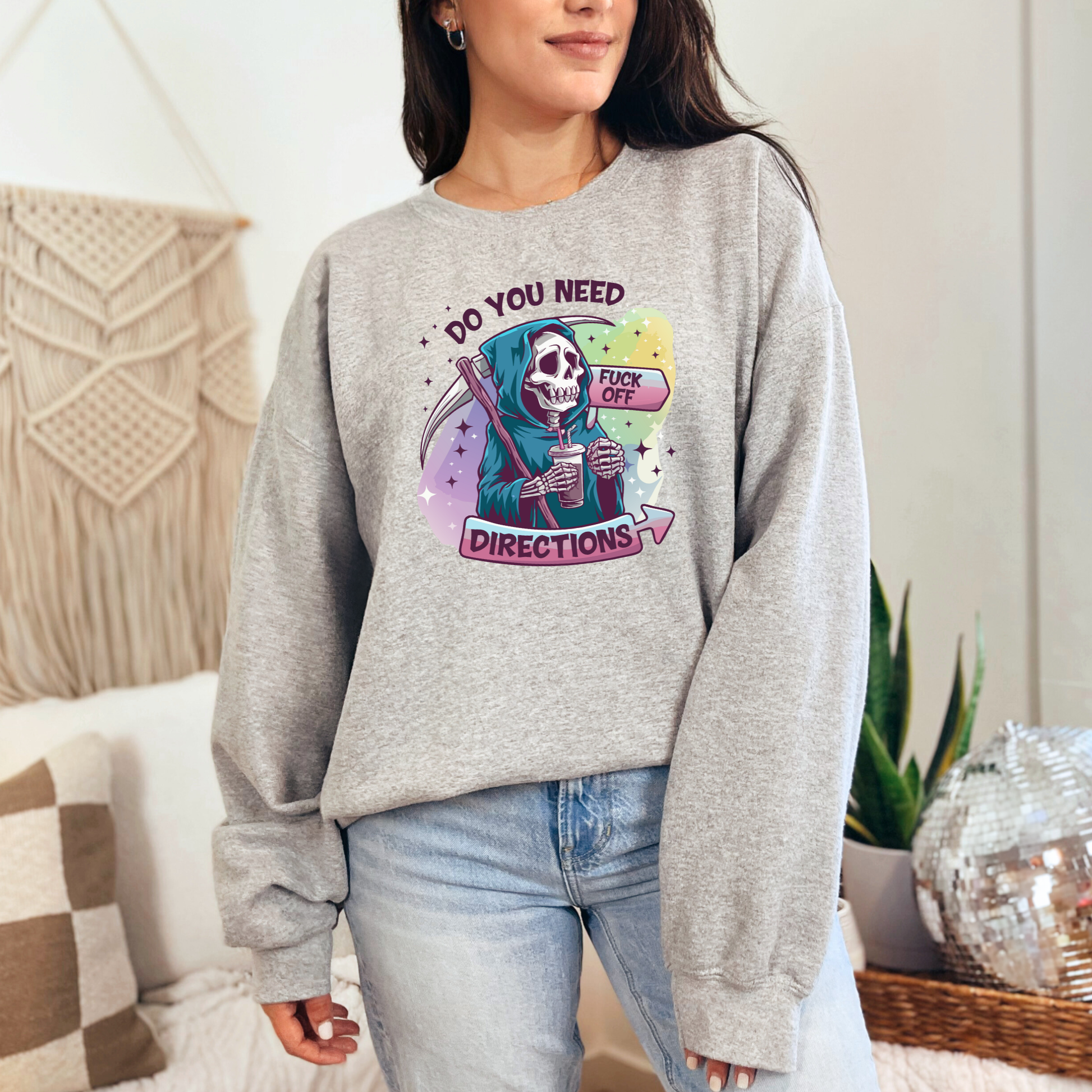 Wholesale Do You Need Directions Sweatshirt - Grey Sweatshirt