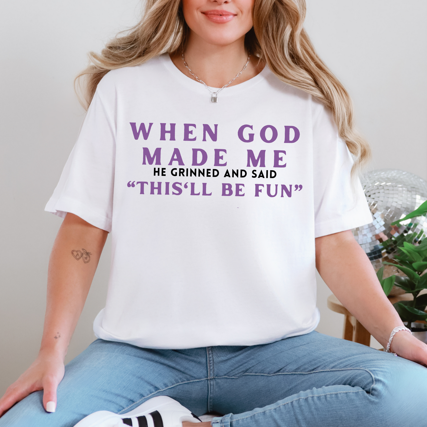 Wholesale When God Made Me Graphic Tee - White Tee