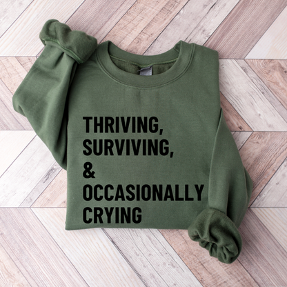 Wholesale Thriving & Surviving - Military Green Sweatshirt