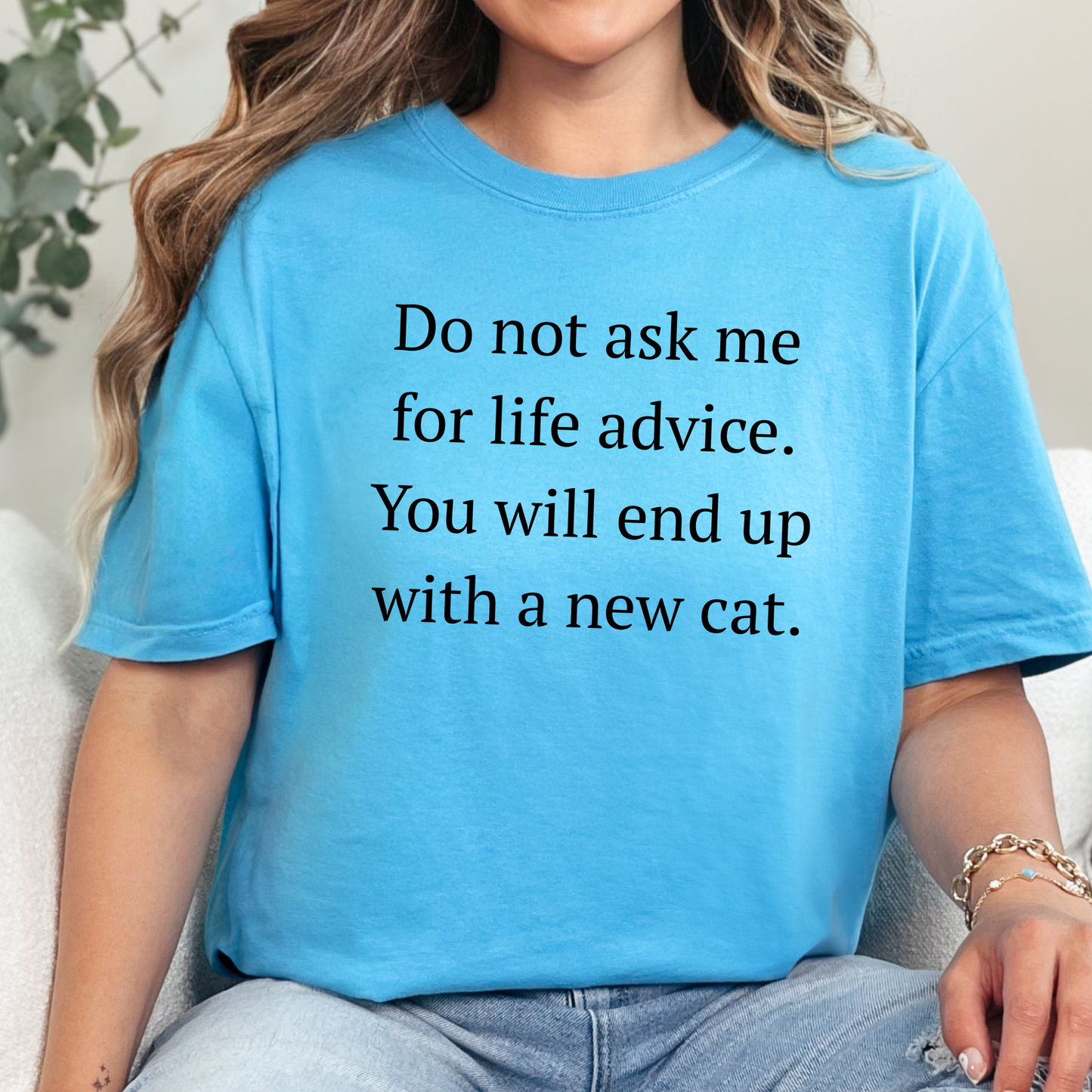 Wholesale Life Advice, New Cat Graphic Tee - Sapphire