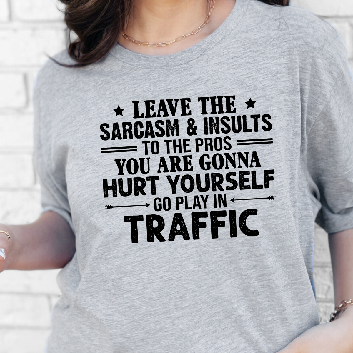 Wholesale Leave the Sarcasm Graphic Tee - Grey