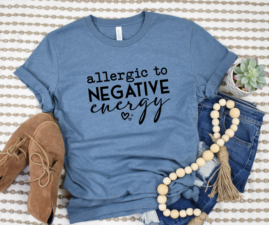 Wholesale Allergic to negative energy Graphic Tee - Heather Mauve Tee