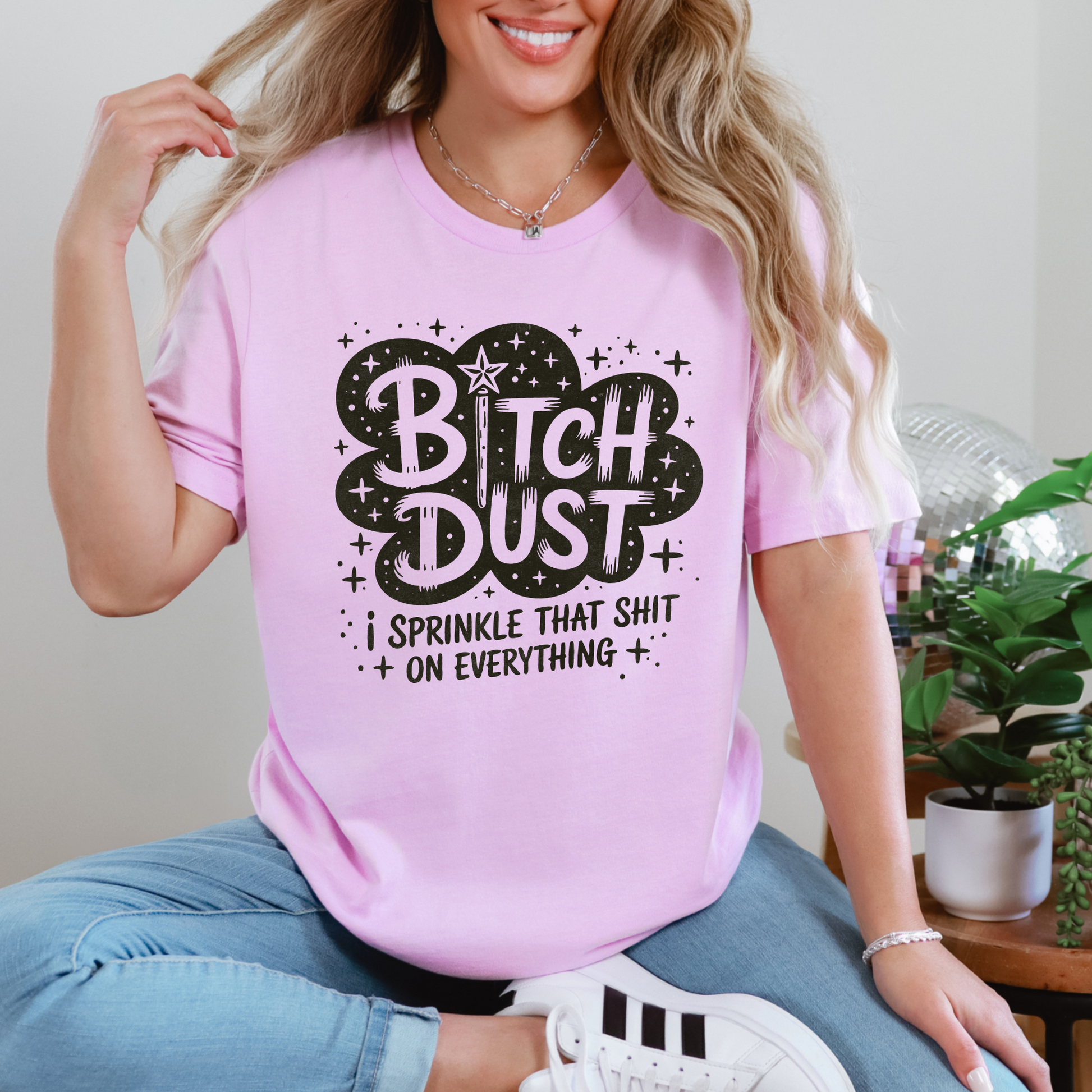 Wholesale Bitch Dust Graphic Tee - Lilac Tee