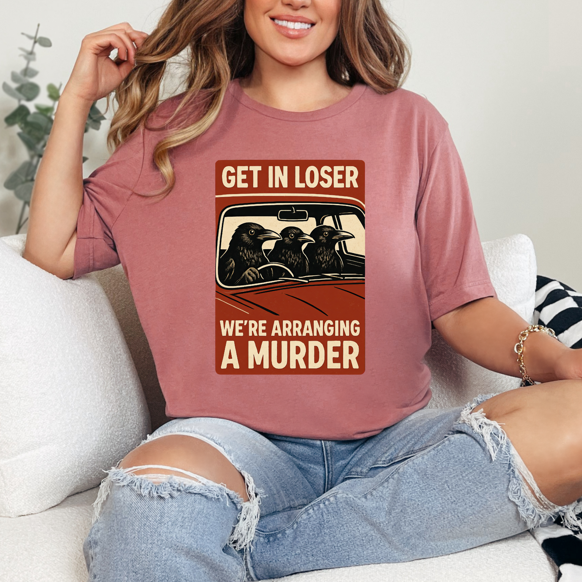 Wholesale Arranging a Murder Graphic Tee - Mauve Tee