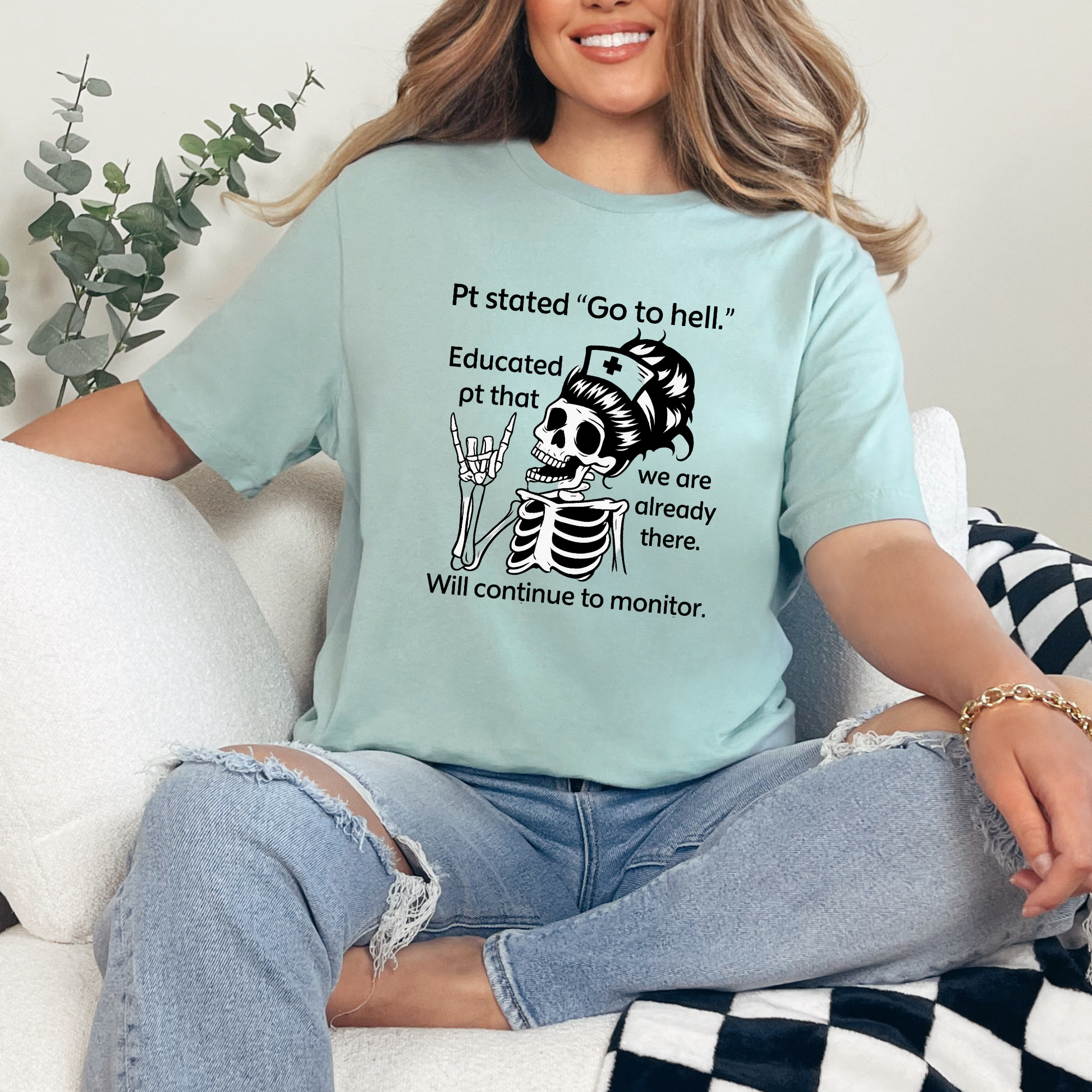Wholesale PT Go To Hell Graphic Tee - Dusty Blue Tee