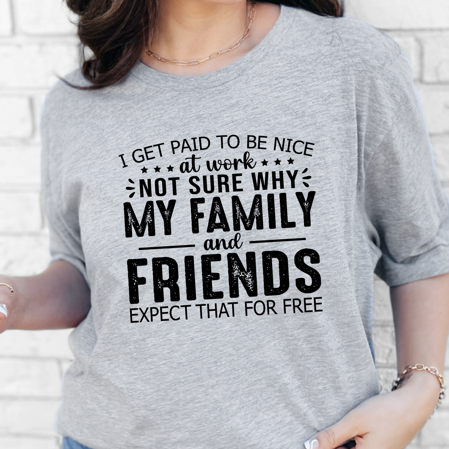 Wholesale Paid to Be Nice at Work Graphic Tee - Grey