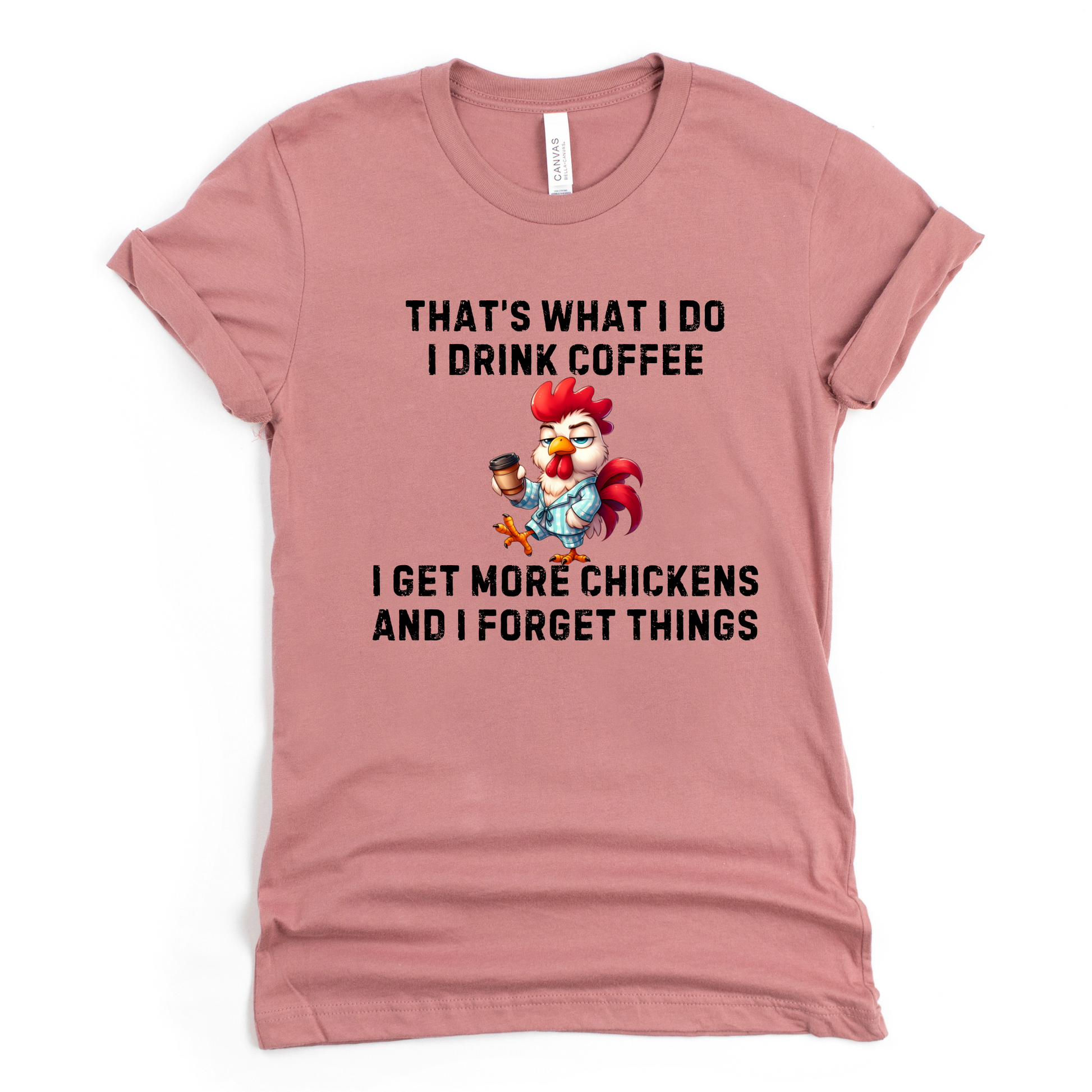 Wholesale Coffee & Chickens Graphic Tee - Mauve Tee