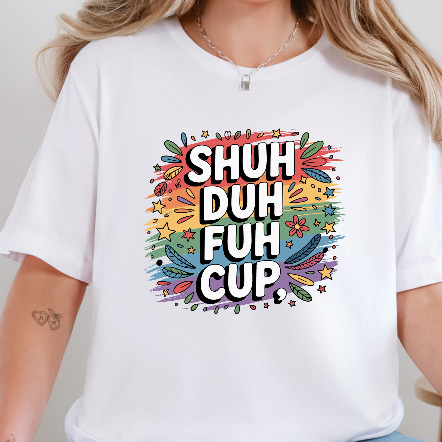 Wholesale Shuh Duh Fuh Cup Graphic Tee - White