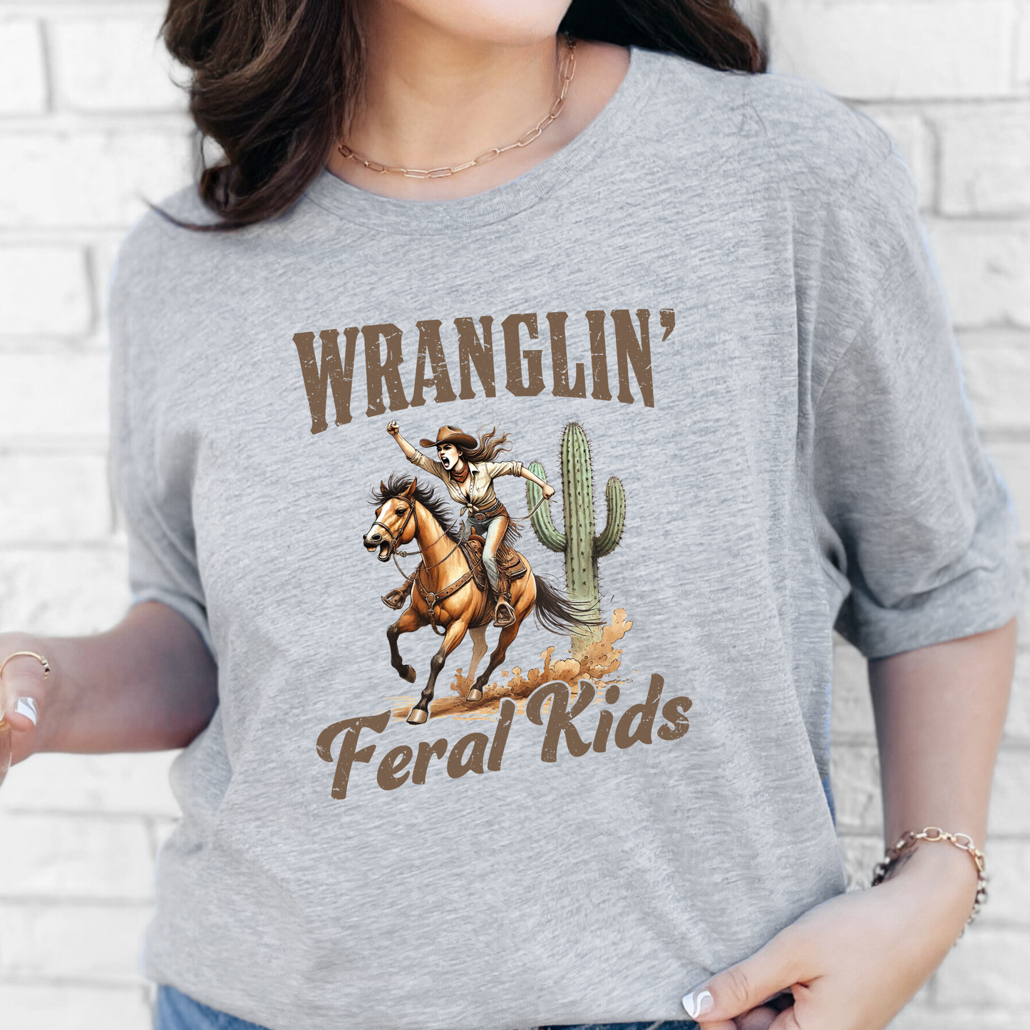 Wholesale Wranglin Feral Kids Graphic Tee - Grey Tee