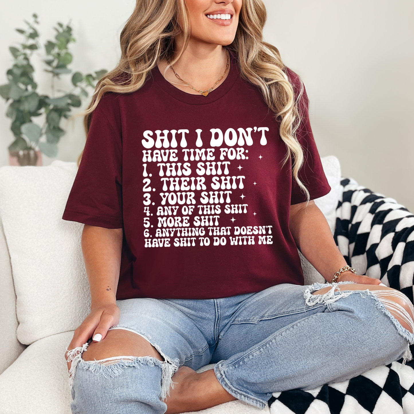 Wholesale Don't Have Time For Graphic Tee - Maroon Tee