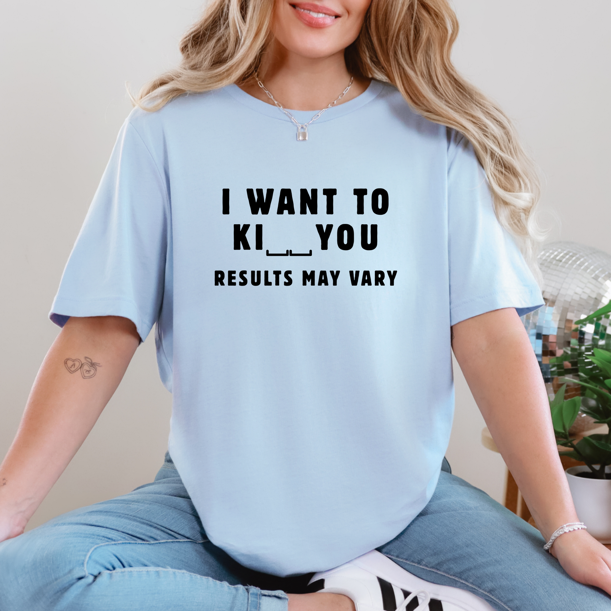 Wholesale Want to Blank You Graphic Tee - Baby Blue Tee