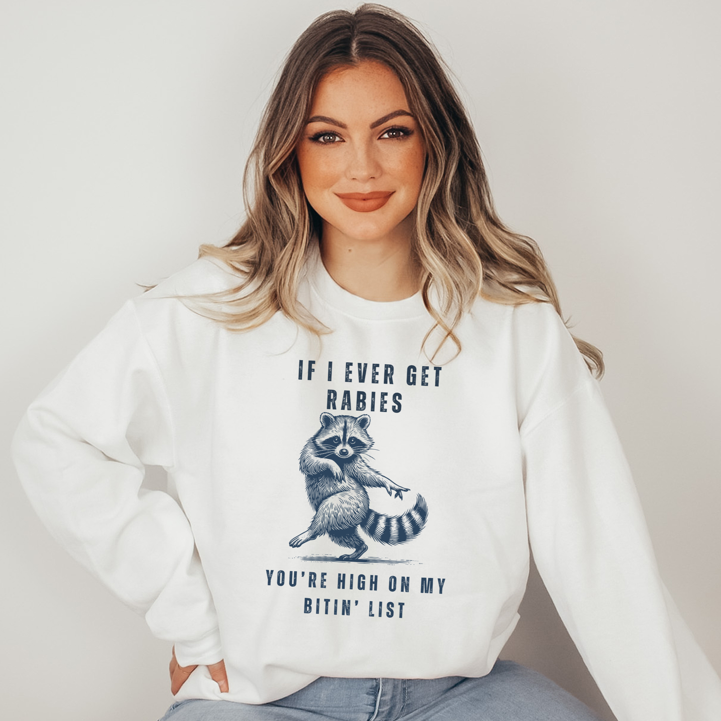 Wholesale Dancing Raccoon Sweatshirt - White Sweatshirt
