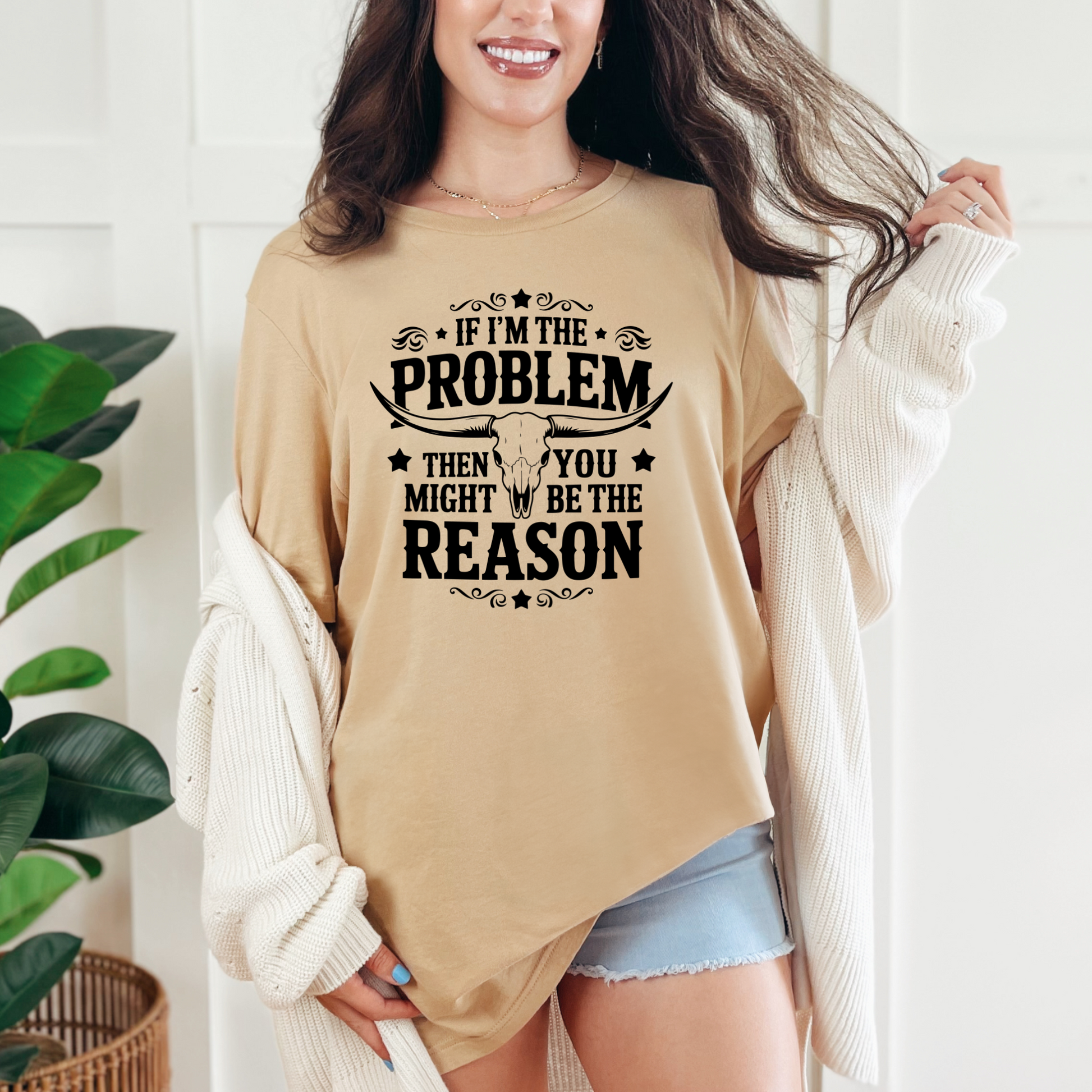Wholesale If I'm the Problem Graphic Tee - Sand Dune Tee
