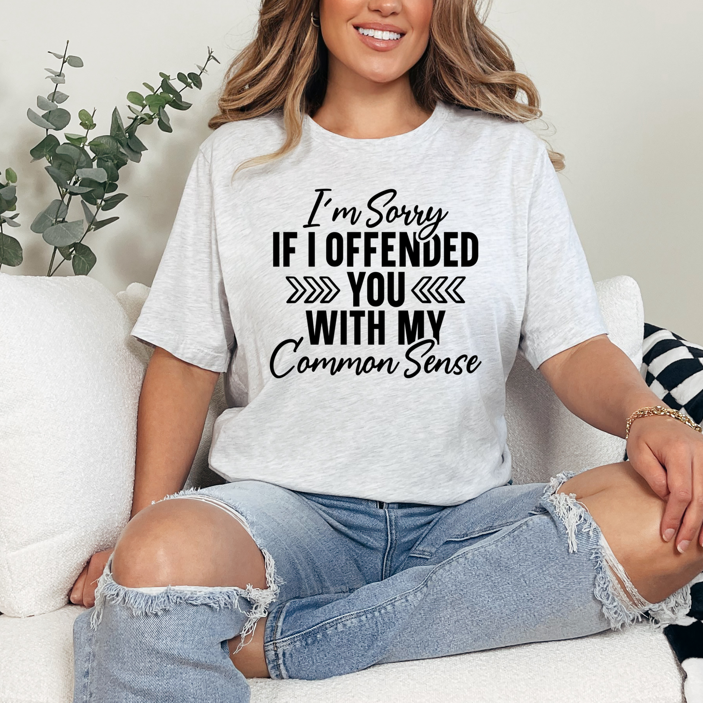Wholesale Offended You with Common Sense Graphic Tee - Ash Tee