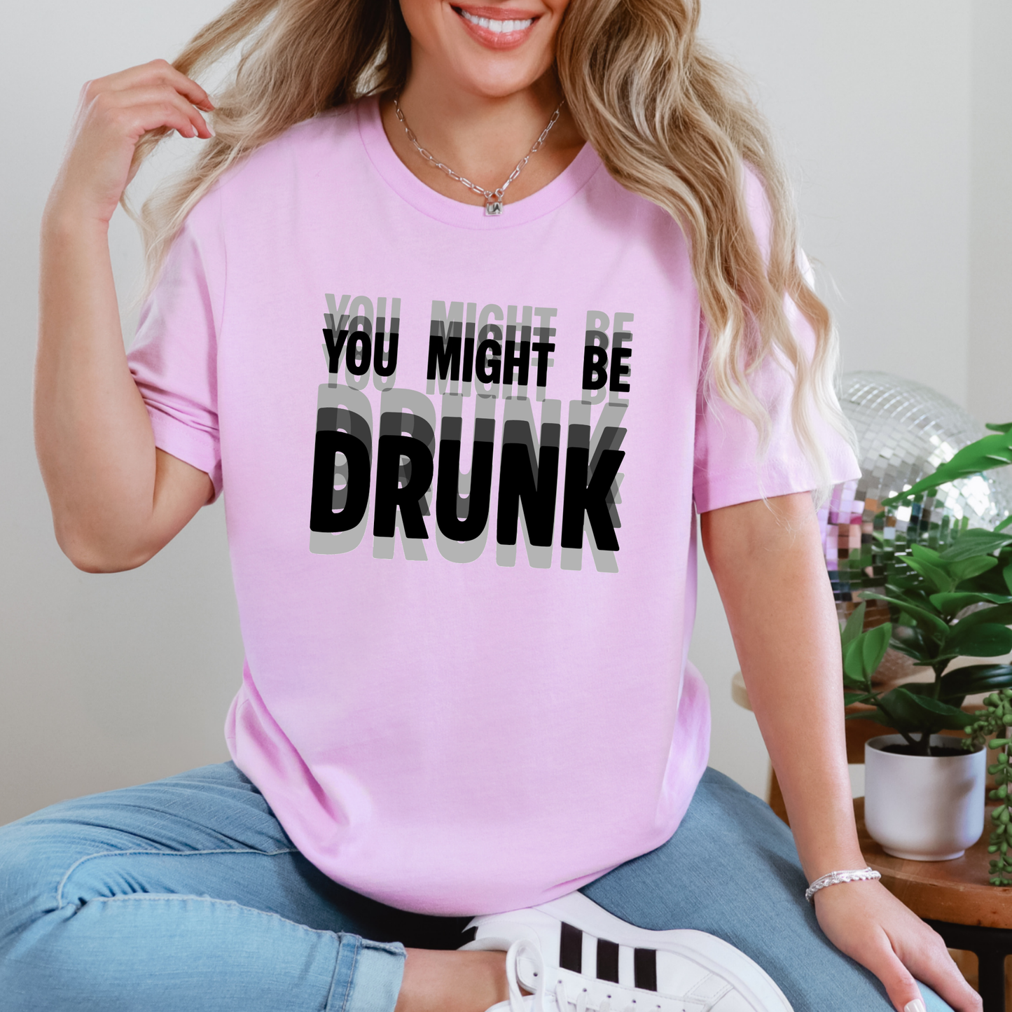 Wholesale You Might Be Drunk Graphic Tee - Lilac Tee