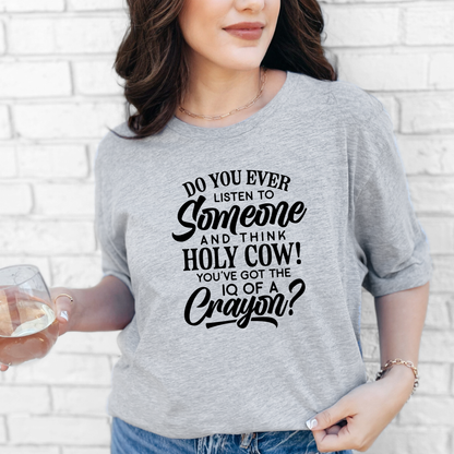 Wholesale IQ of a Crayon Graphic Tee - Grey Tee