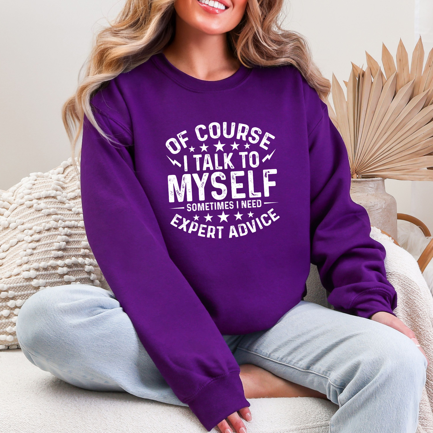 Wholesale Talk To Myself Sweatshirt - Purple Sweatshirt