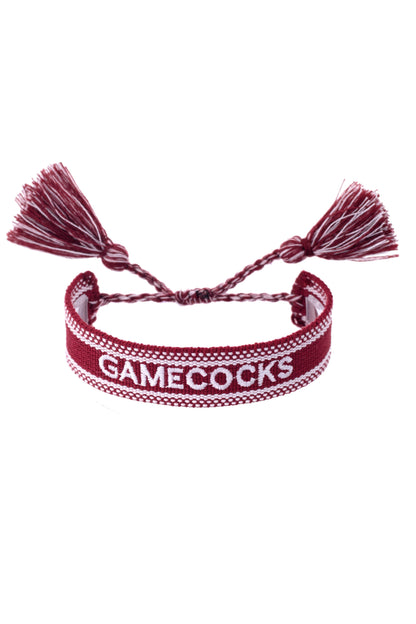 South Carolina Gamecocks Woven Tassel Bracelet in Garnet