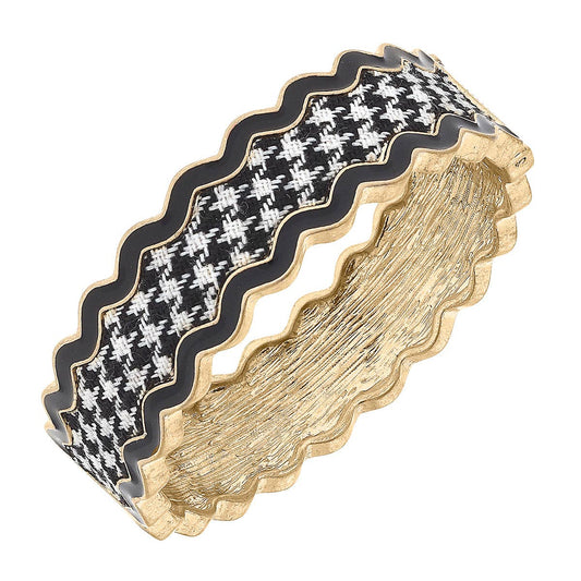 Annalise Houndstooth Statement Bangle in Black & White
