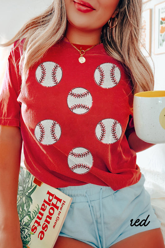 Red Sequin Baseball Top RTS