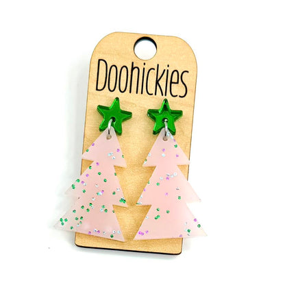 Speckled Glitter Layered Tree Collection - Christmas Acrylic Earrings