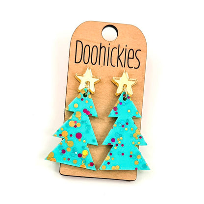 Speckled Glitter Layered Tree Collection - Christmas Acrylic Earrings